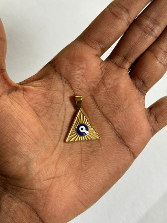 Triangle evil eye 18k gold plated locket
