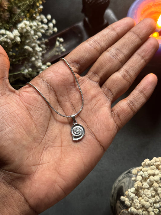 Naruto spiral silver stainless steel necklace in 55 cm chain