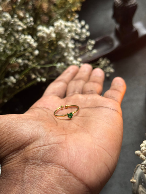 18k gold plated adjustable heart shape zircon stone ring