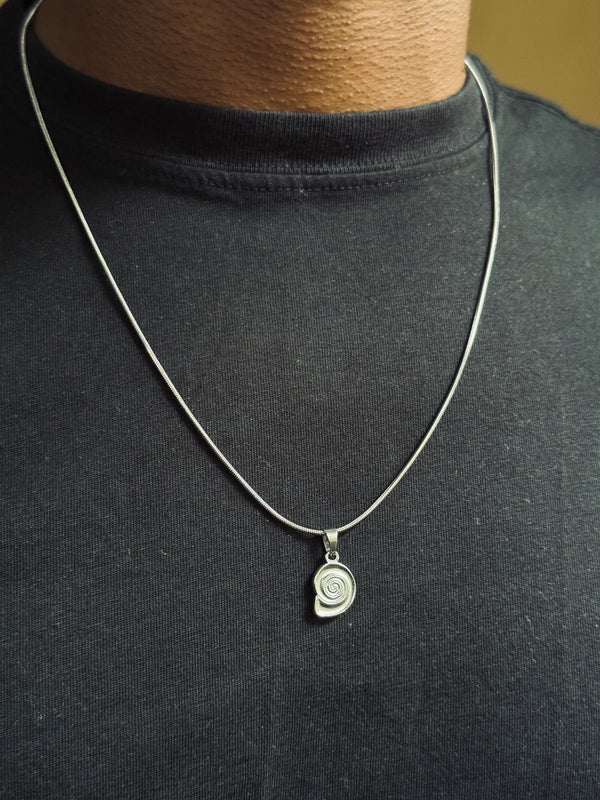 Naruto spiral silver stainless steel necklace in 55 cm chain