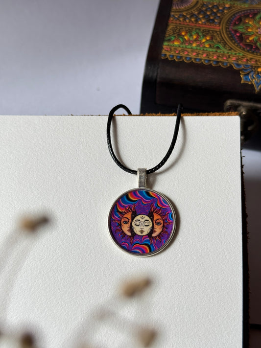 Sun moon resin necklace