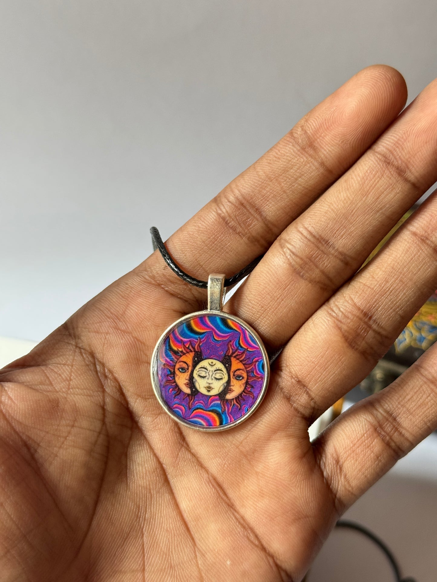 Sun moon resin necklace