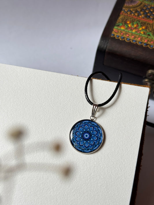 Evil eye mandala resin necklace