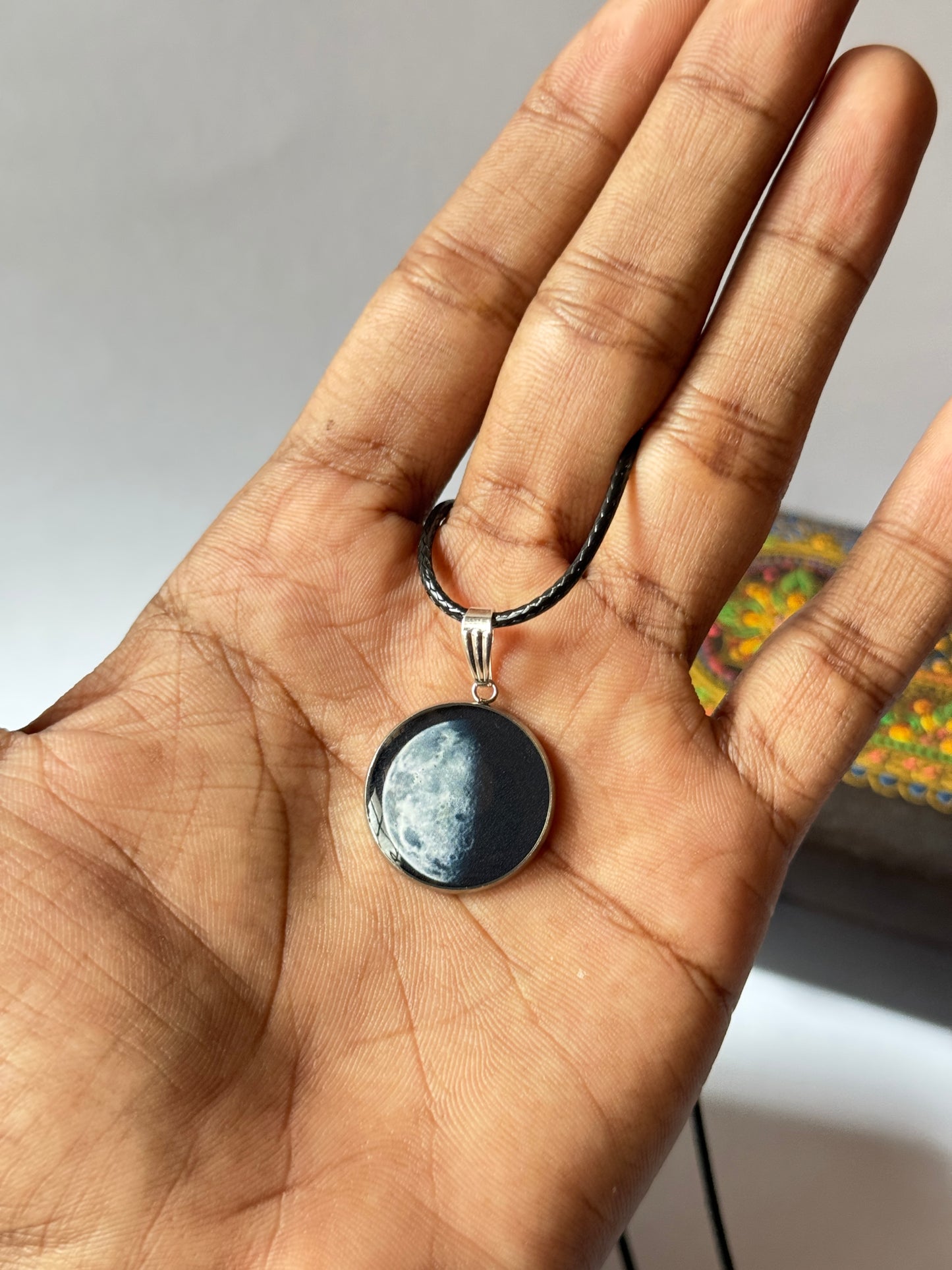 Half moon resin necklace
