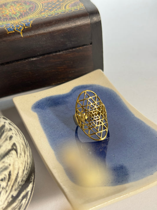 Sri yantra brass adjustable ring