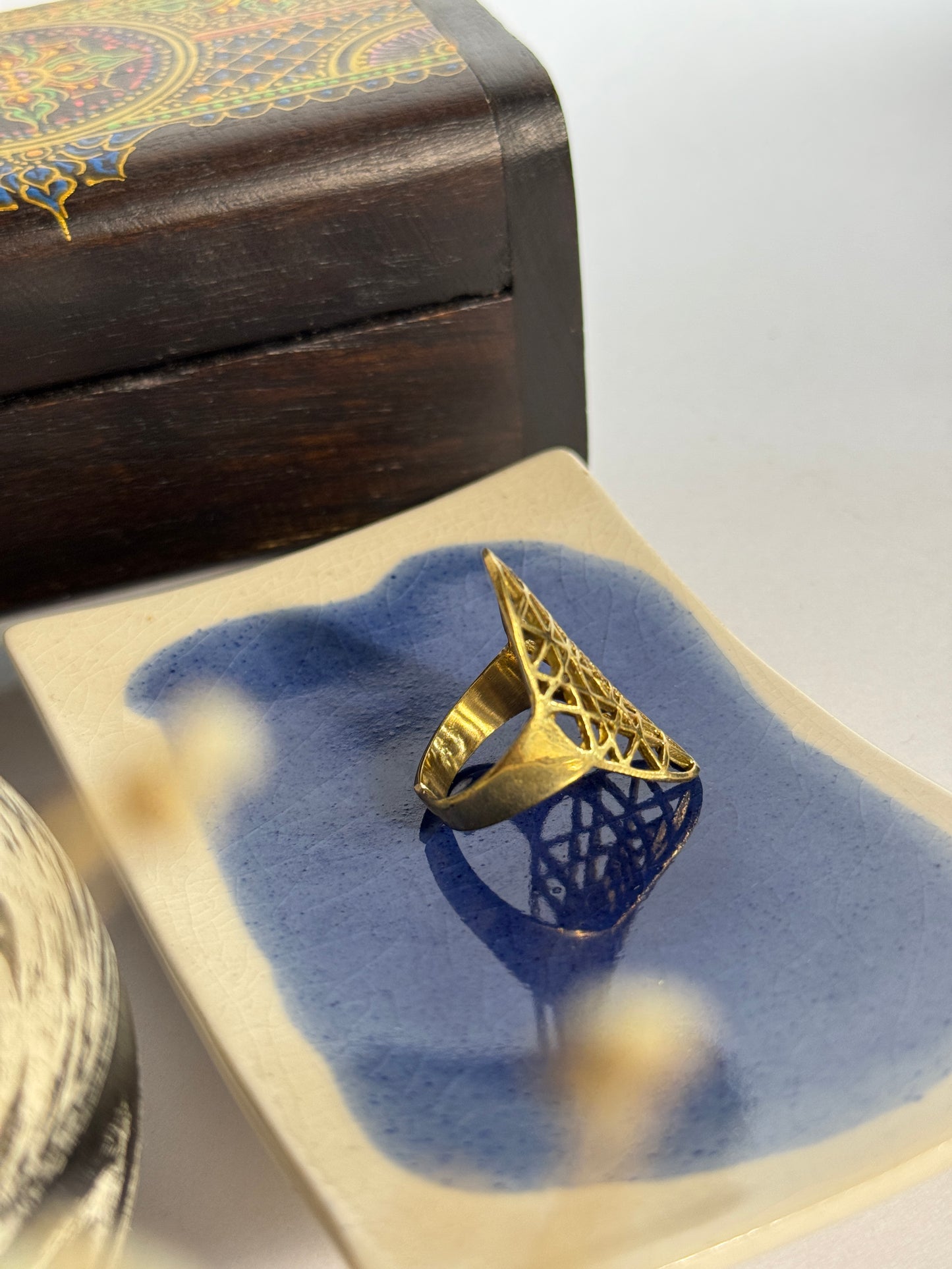 Sri yantra brass adjustable ring