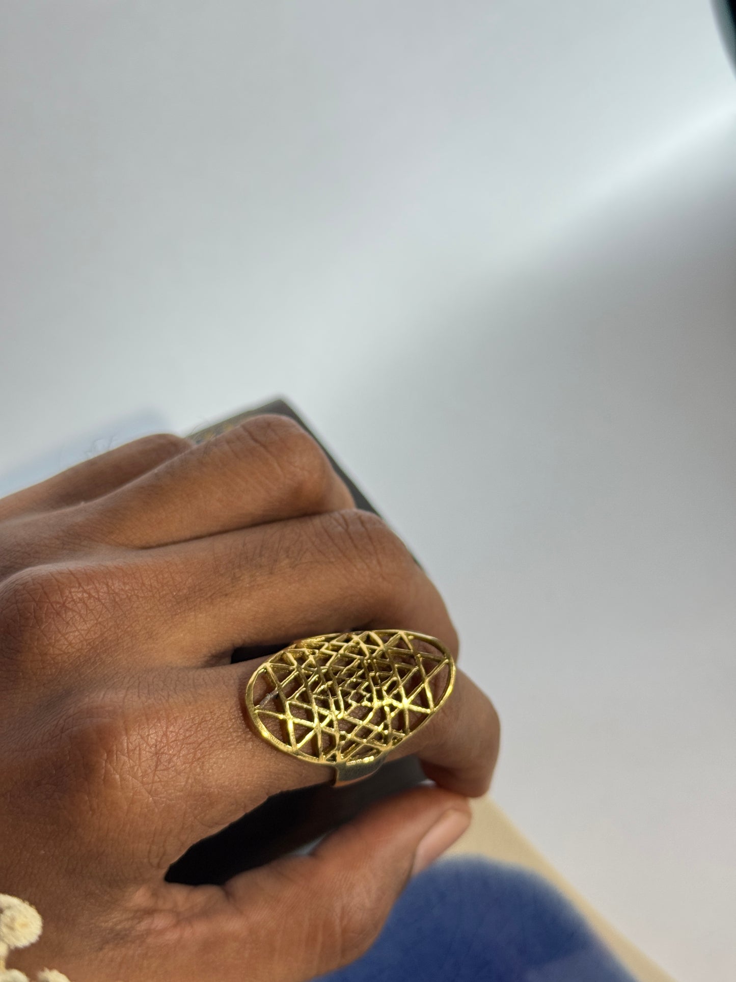 Sri yantra brass adjustable ring