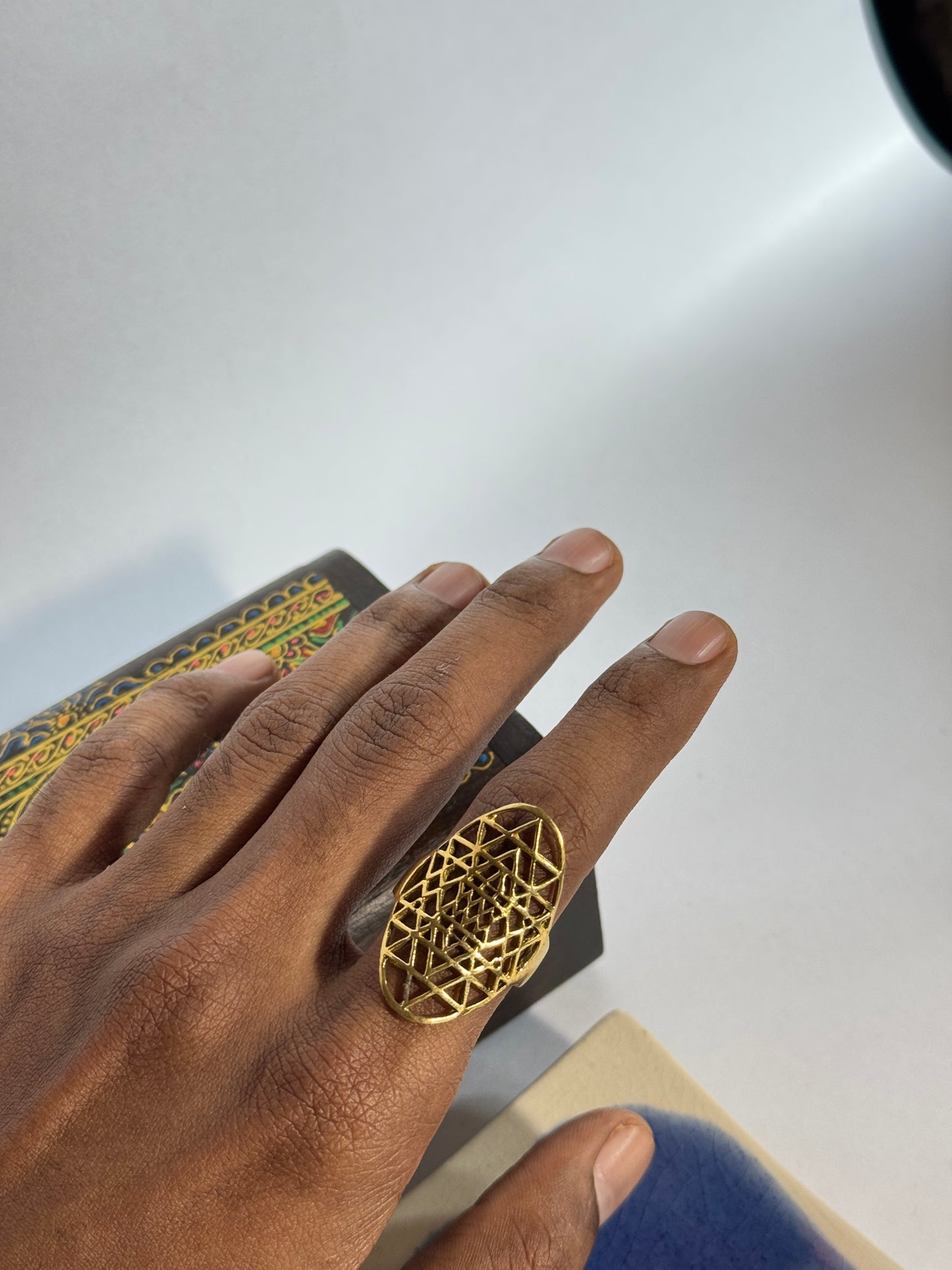 Sri yantra brass adjustable ring