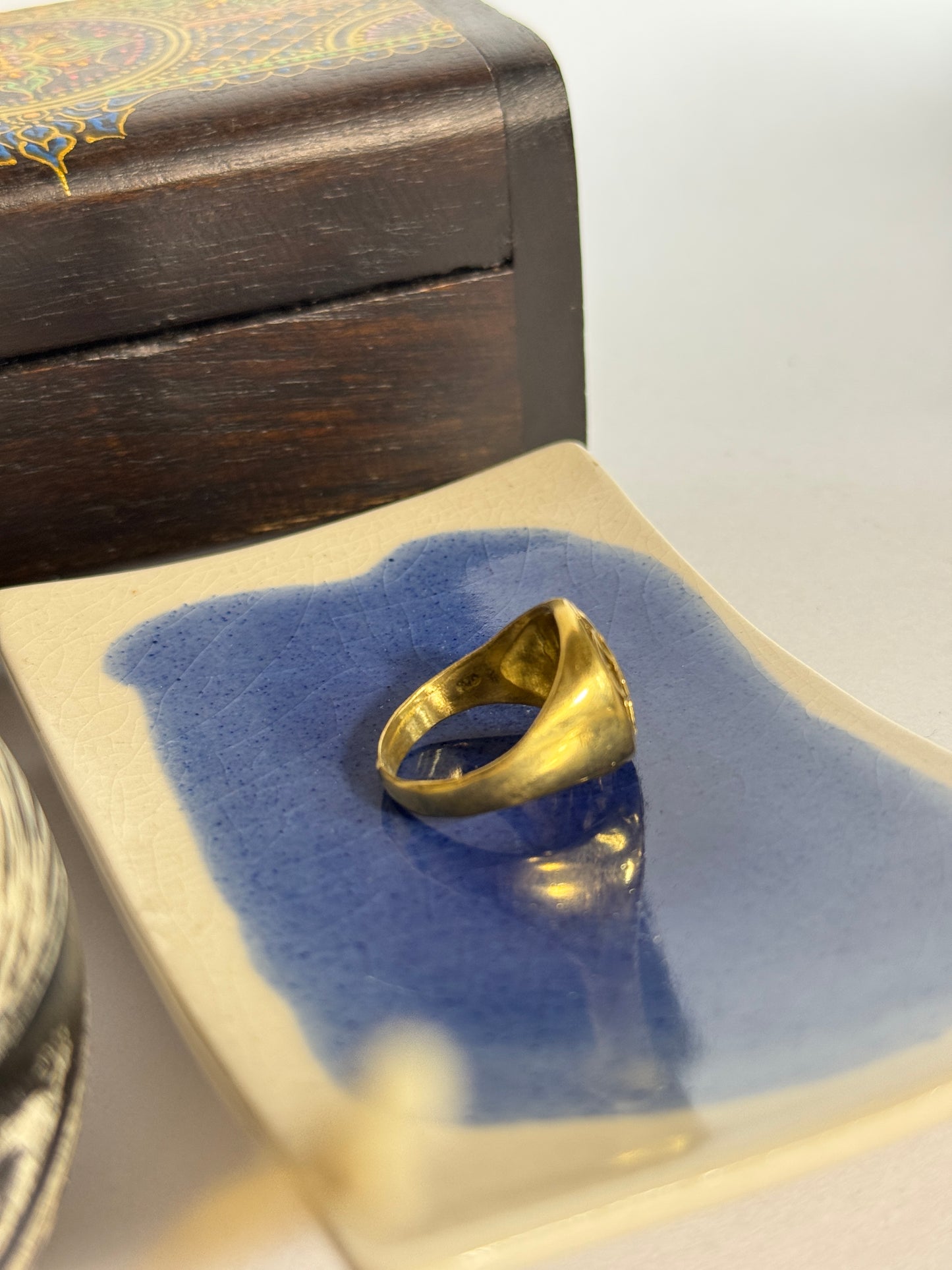 Seed of life brass adjustable ring