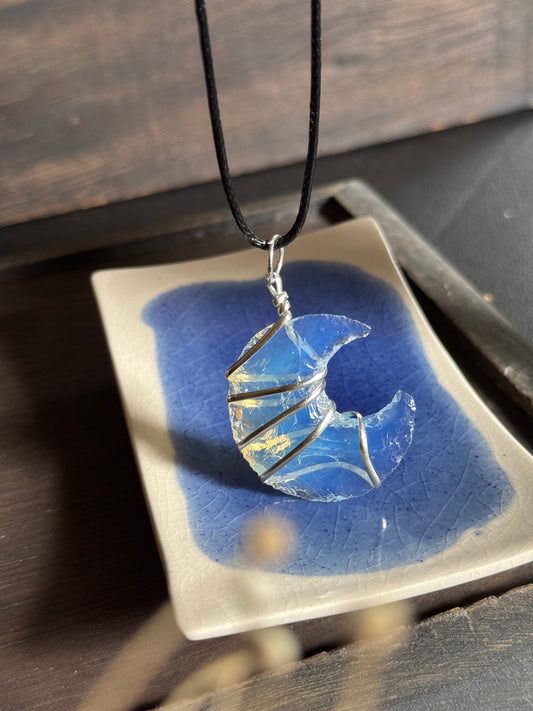 Opalite  stone moon necklace