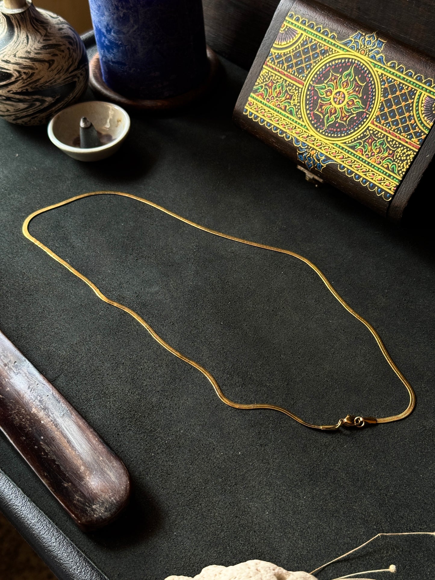 Snake stainless steel 18k gold plated chain 55 cm x 2mm
