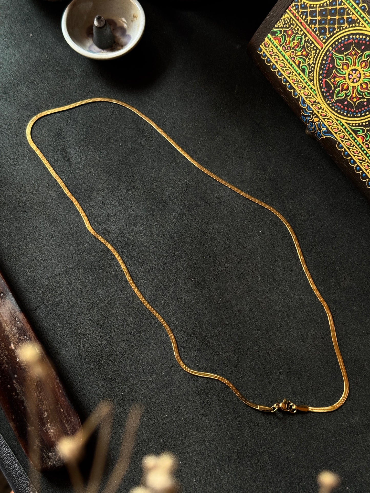 Snake stainless steel 18k gold plated chain 55 cm x 2mm