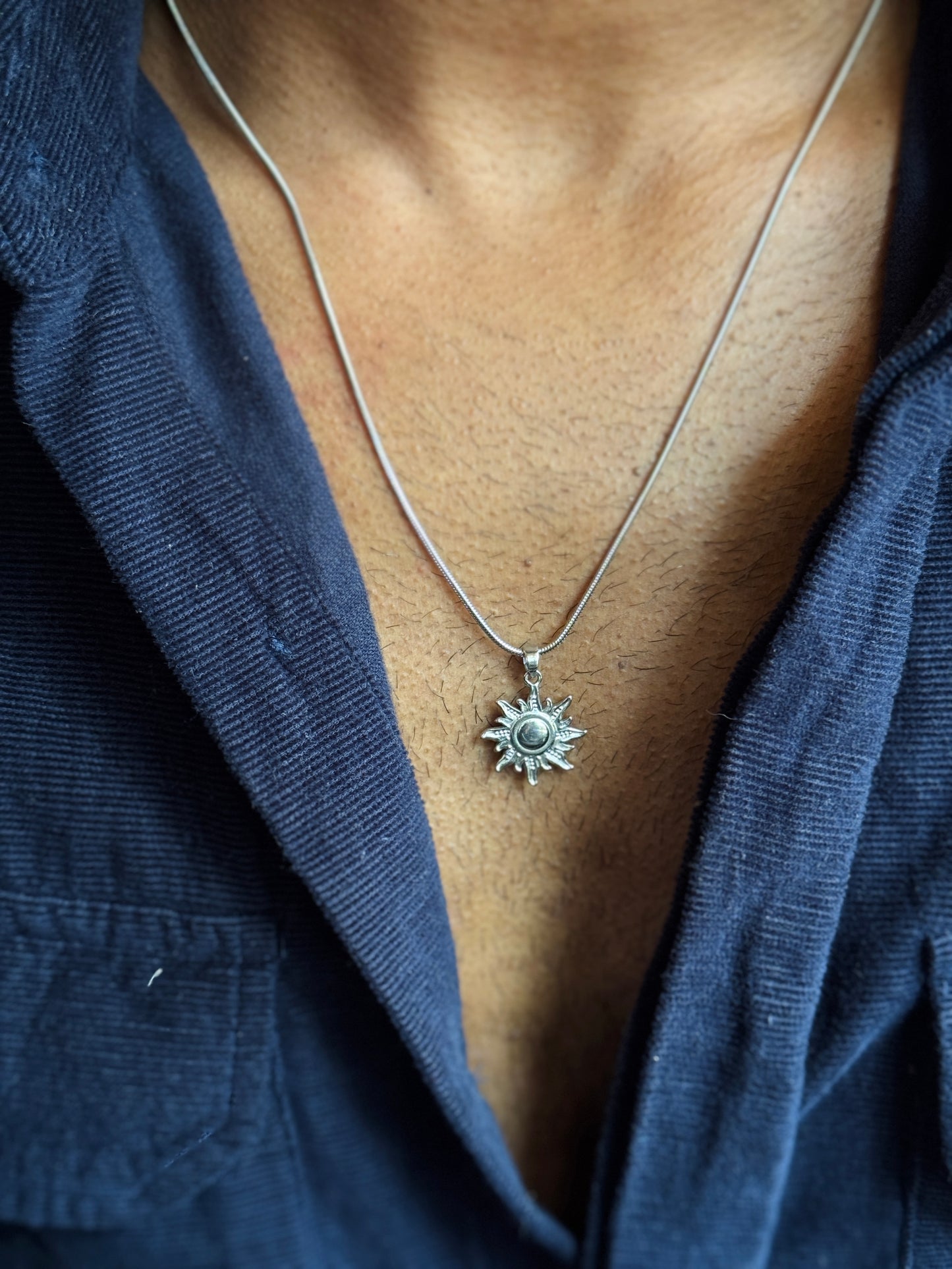 Sun stainless steel silver necklace