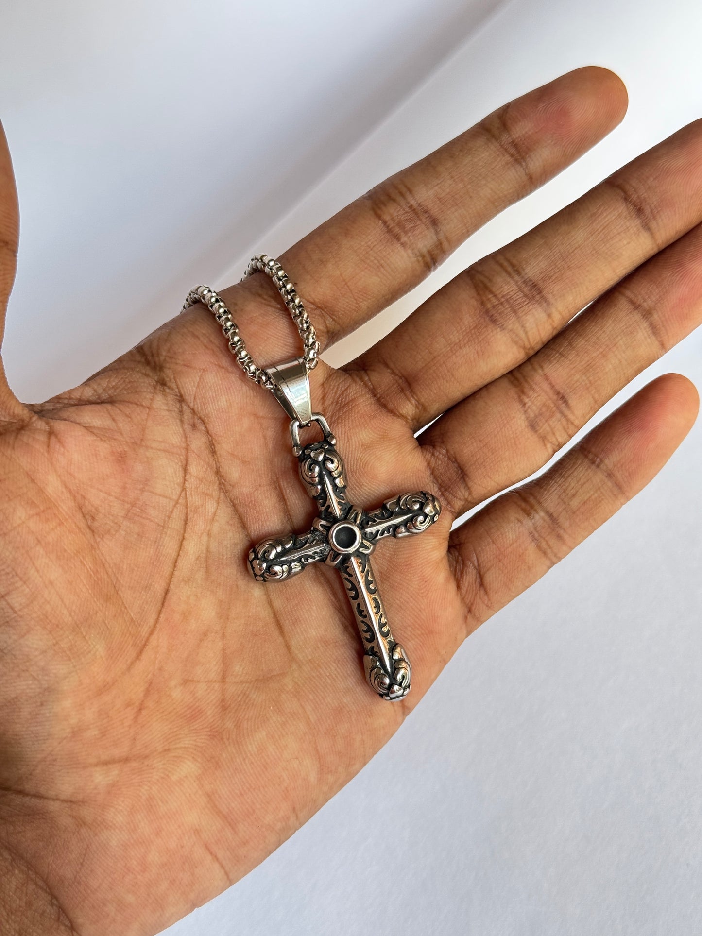 Big cross stainless steel necklace
