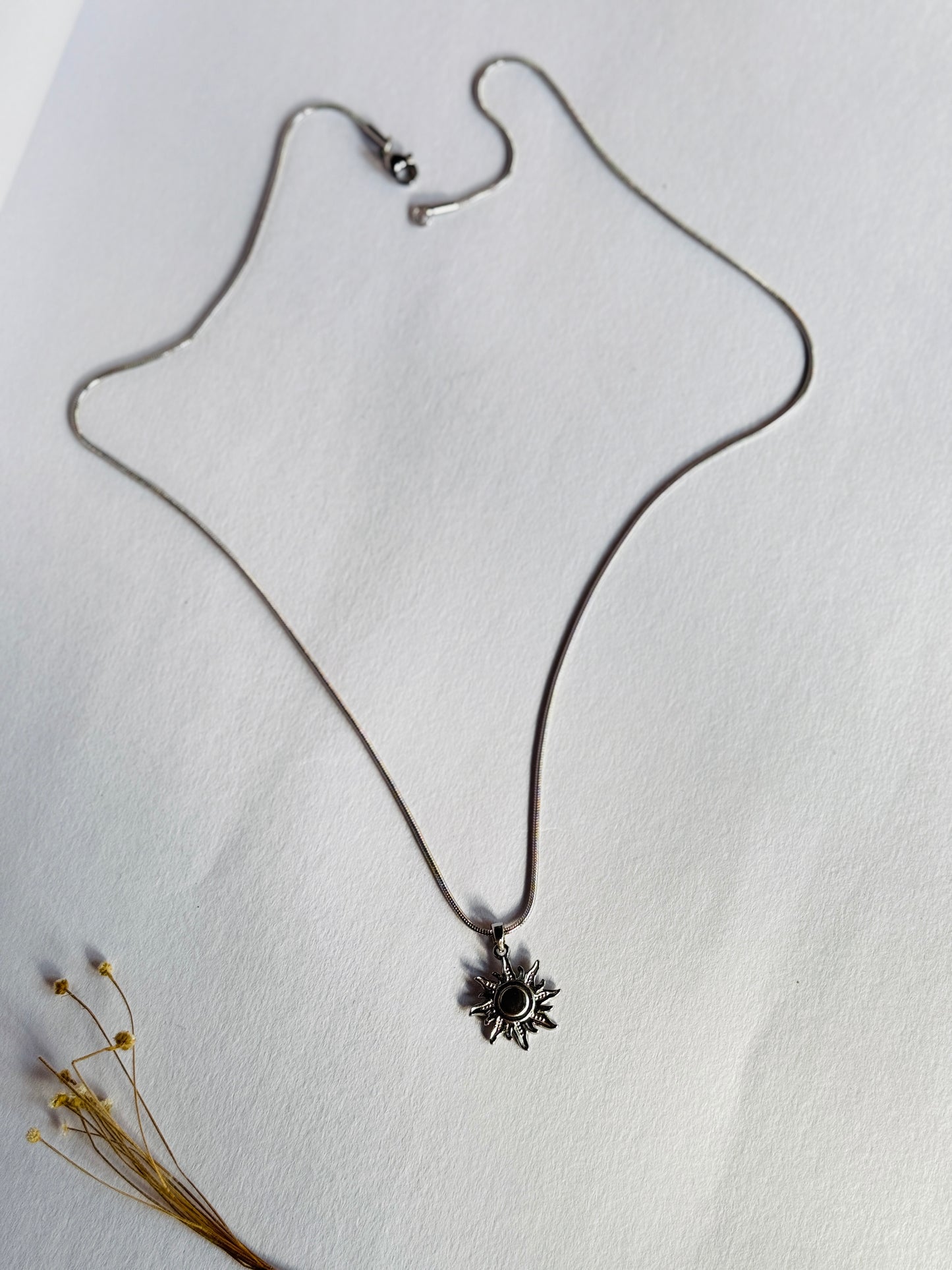 Sun stainless steel silver necklace