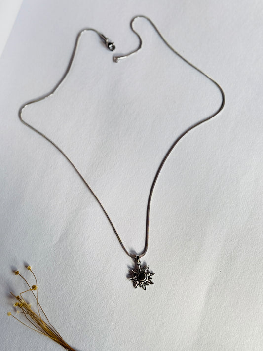 Sun stainless steel silver necklace