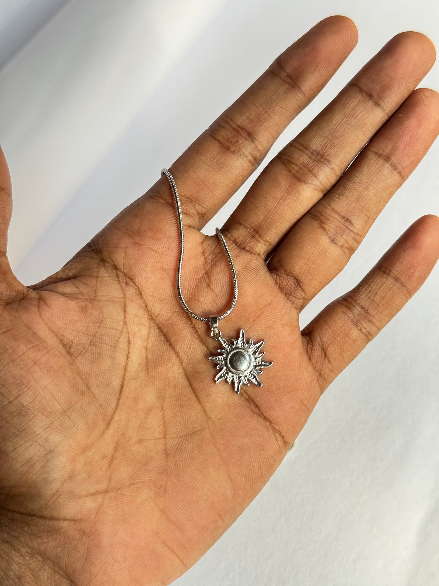 Sun stainless steel silver necklace