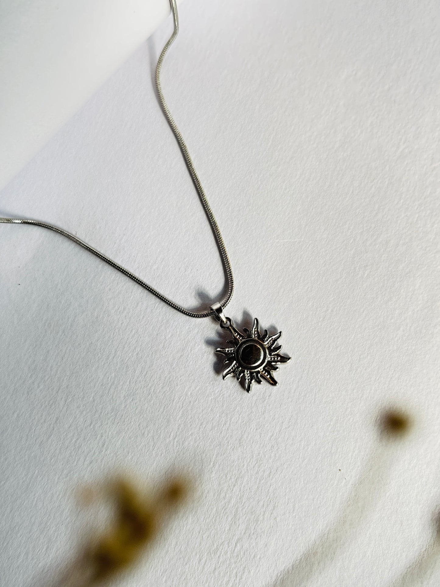 Sun stainless steel silver necklace