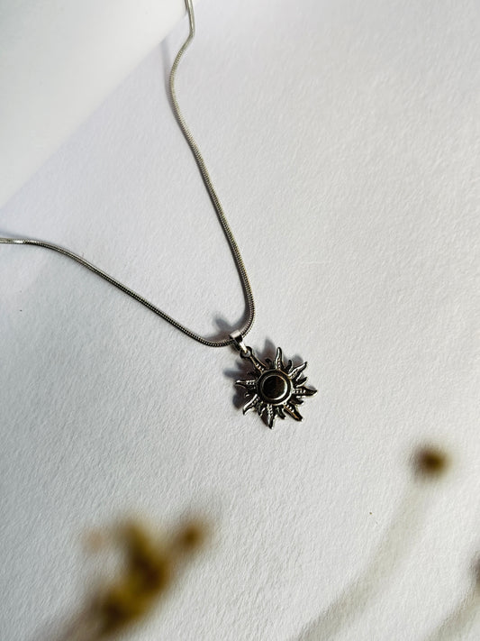 Sun stainless steel silver necklace