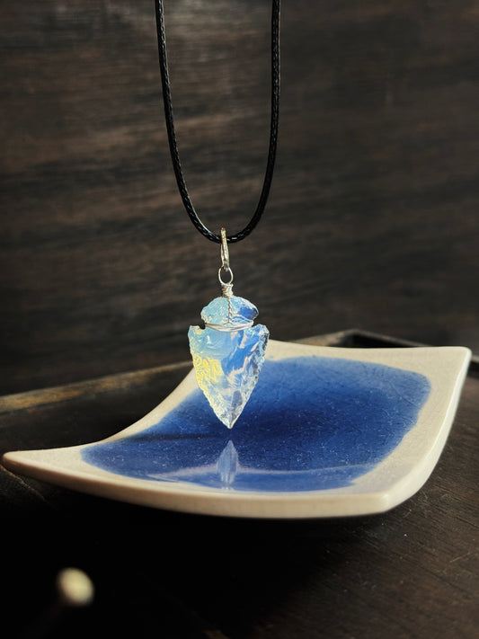 Opalite  stone arrow necklace