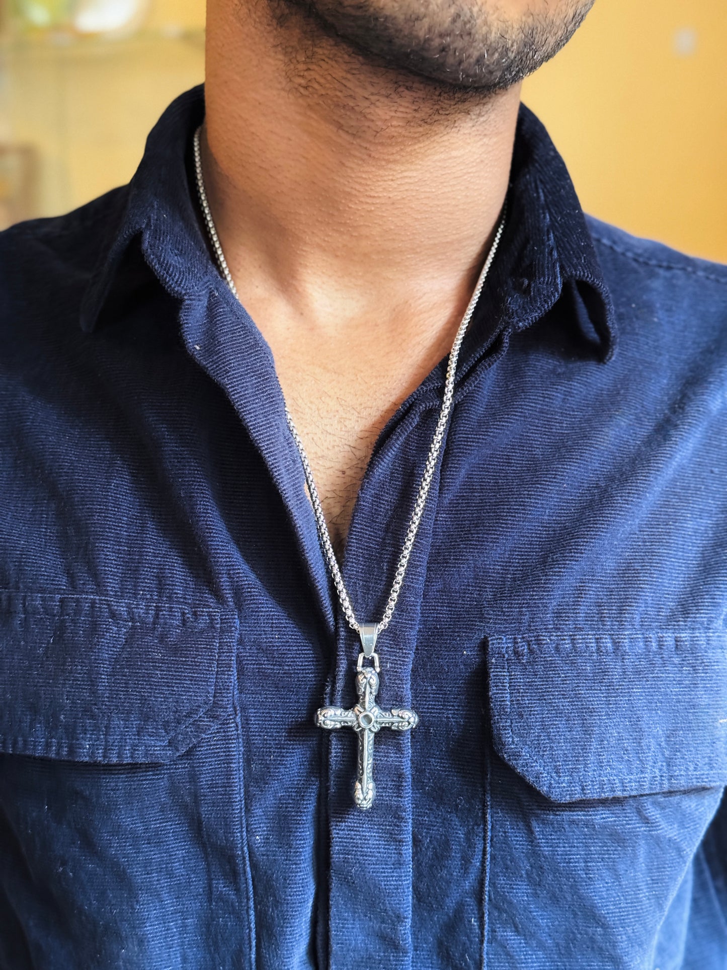 Big cross stainless steel necklace
