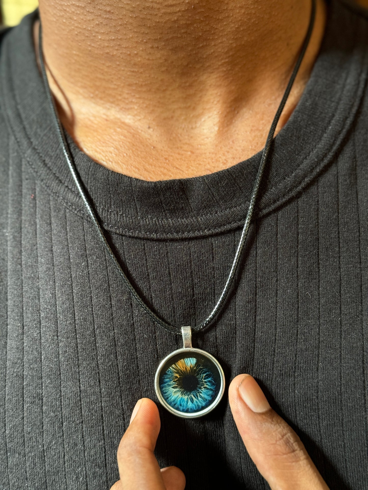 Brown eye resin necklace