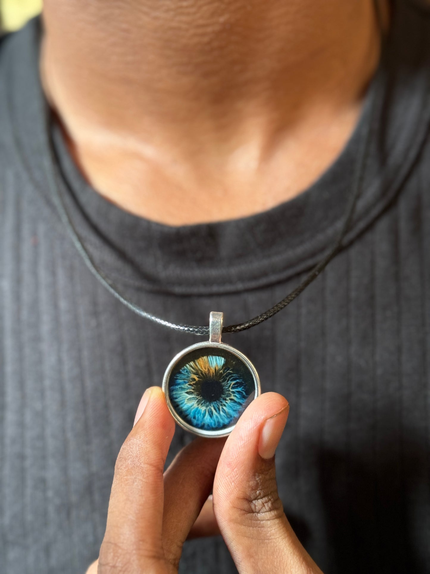 Brown eye resin necklace