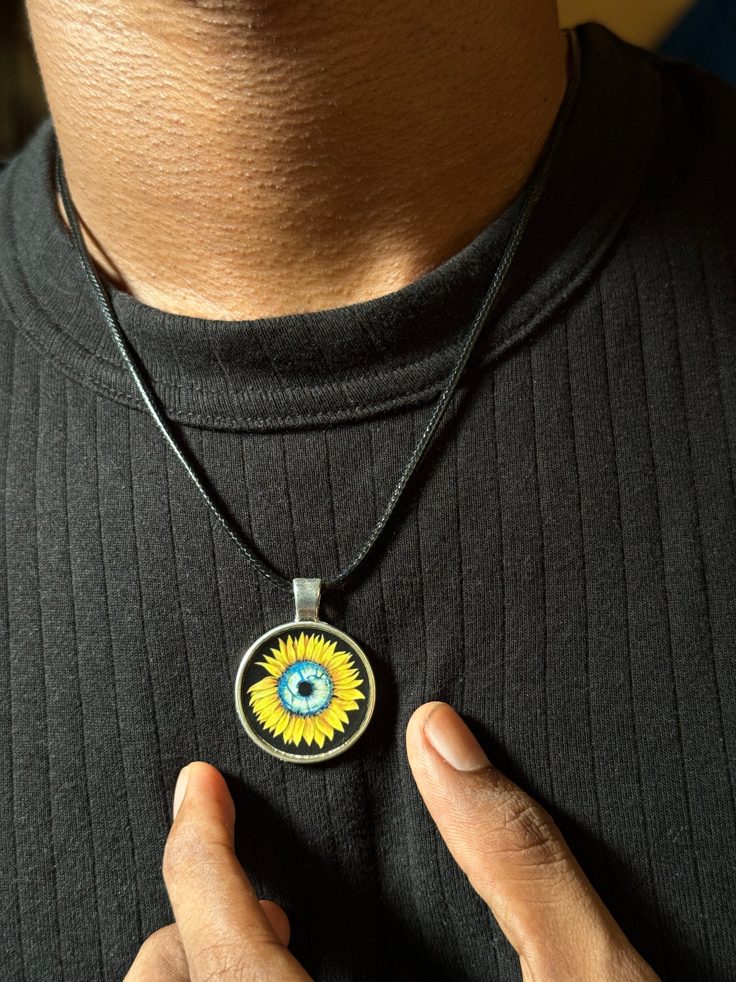 Sunflower resin necklace