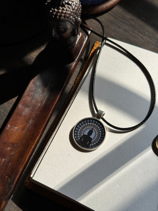 Buddha mandala resin necklace