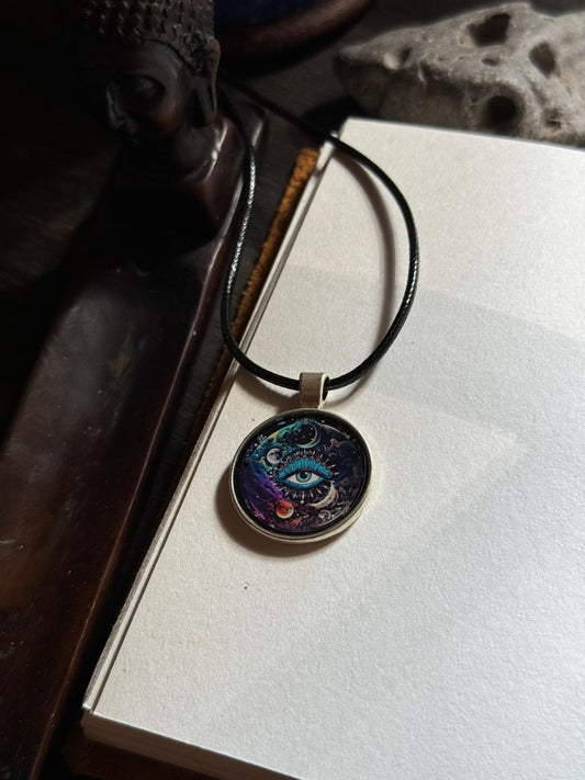 Cartoon eye resin necklace