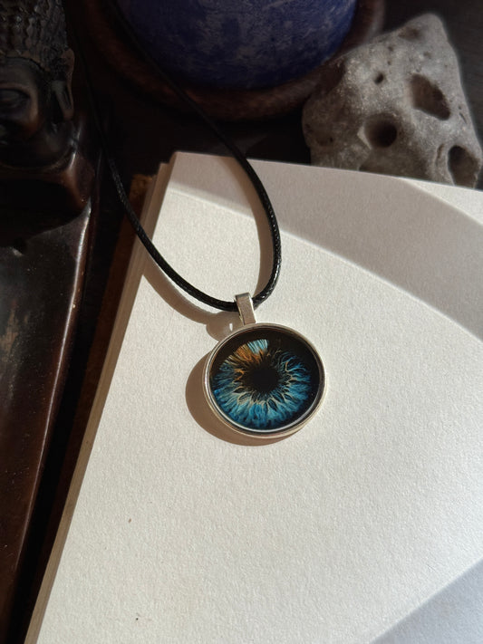 Brown eye resin necklace