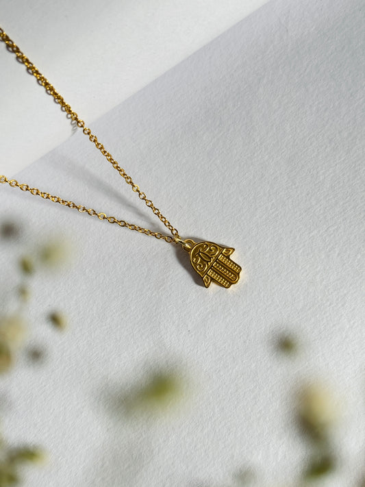 Hamsa hand 18k gold plated stainless steel necklace