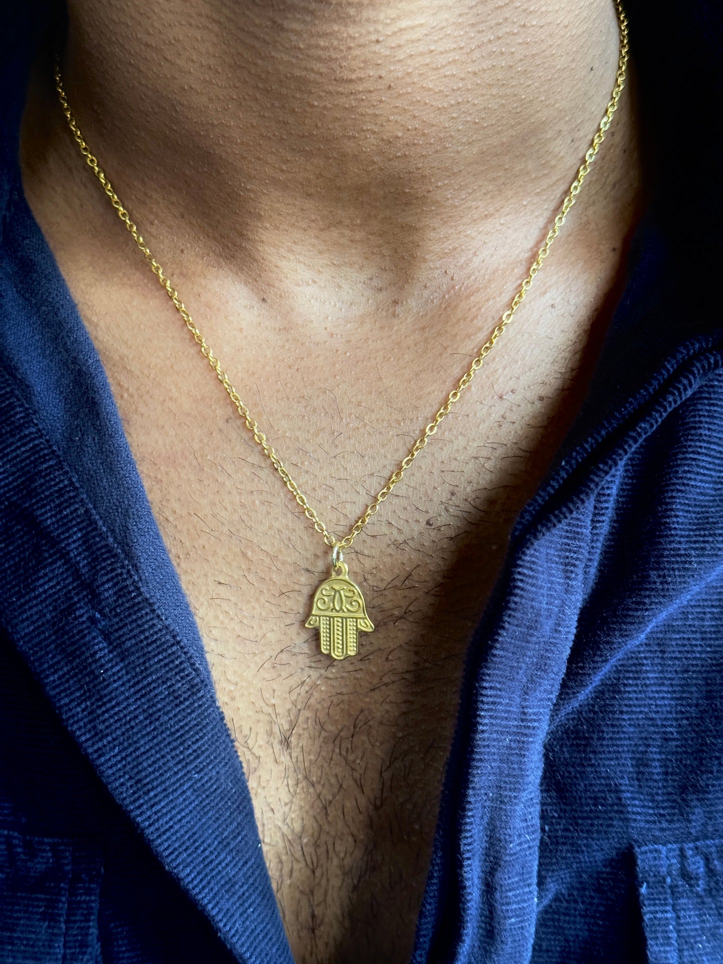Hamsa hand 18k gold plated stainless steel necklace