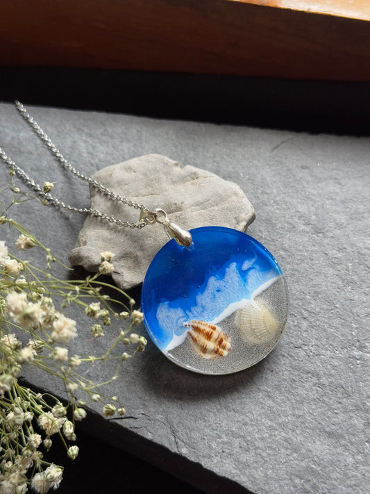 Ocean handmade resin necklace with 60 stainless steel chain