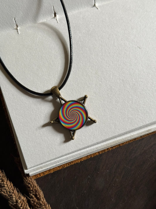Rainbow antique star resin necklace