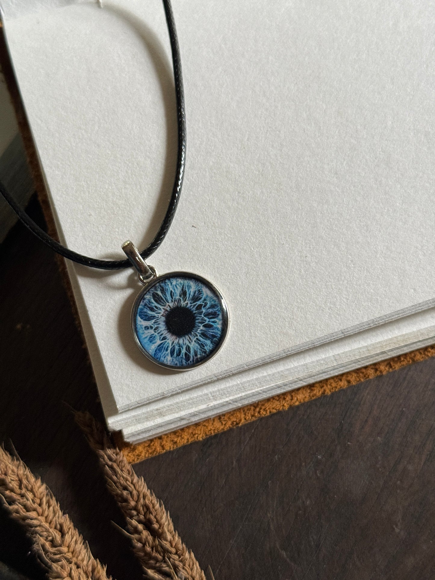 Blue eye resin necklace