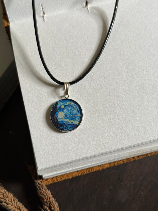 Starry night resin necklace