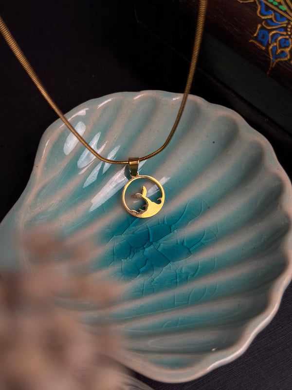 Whale Tail round stainless steel 18k gold plated chain