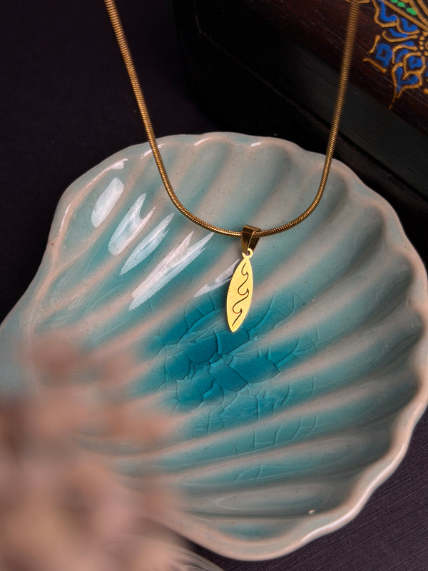 Oval wave round stainless steel 18k gold plated chain