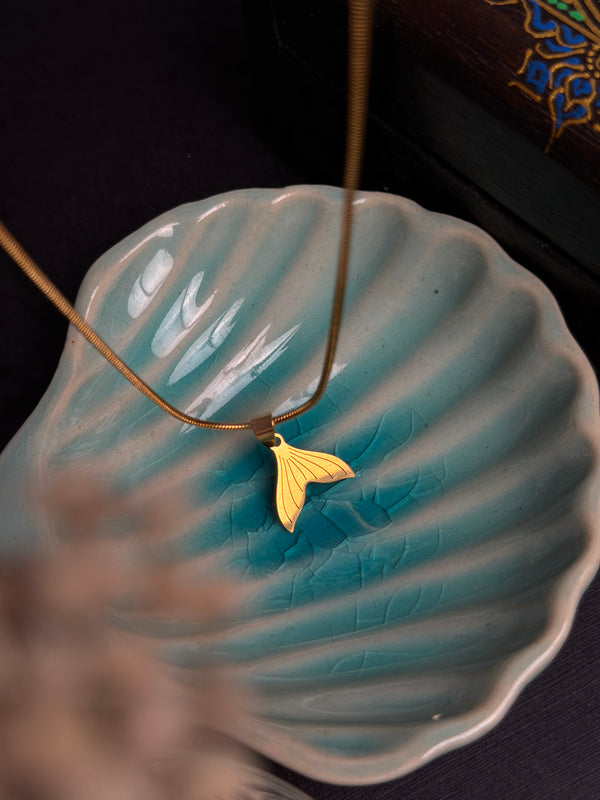 Fin round stainless steel 18k gold plated chain