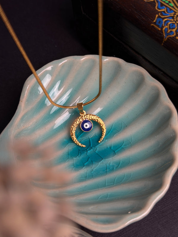 Guardian Moon round stainless steel 18k gold plated chain