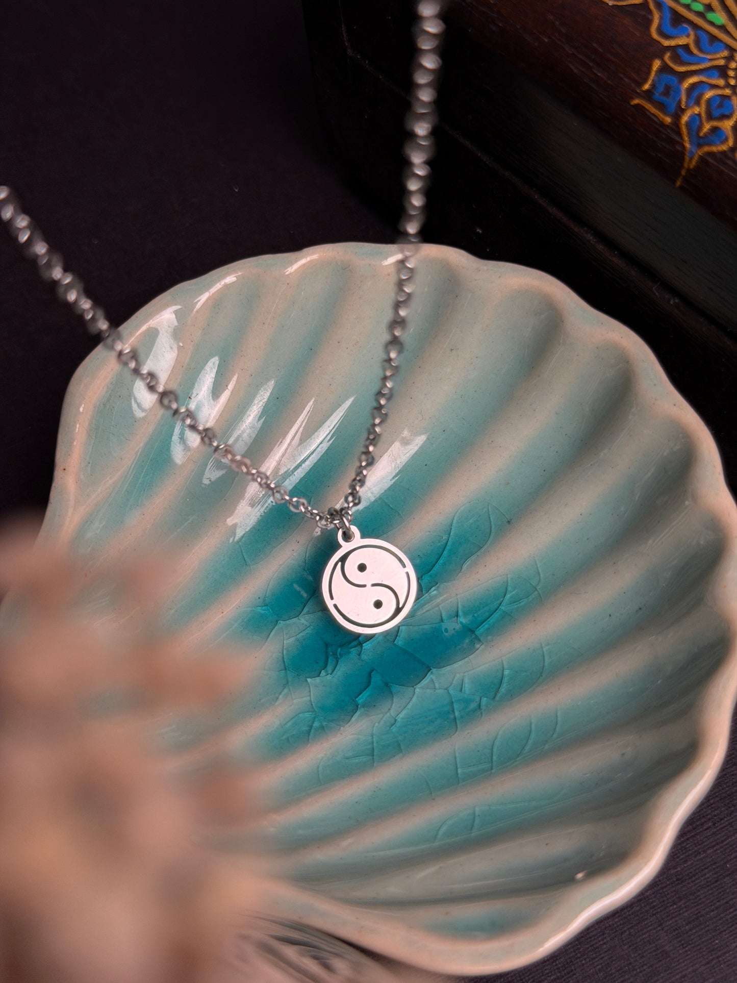 Yin Yang stainless steel silver necklace