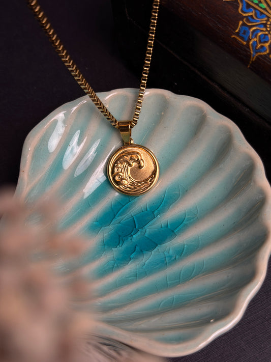 Wave stainless steel 18k gold plated chain