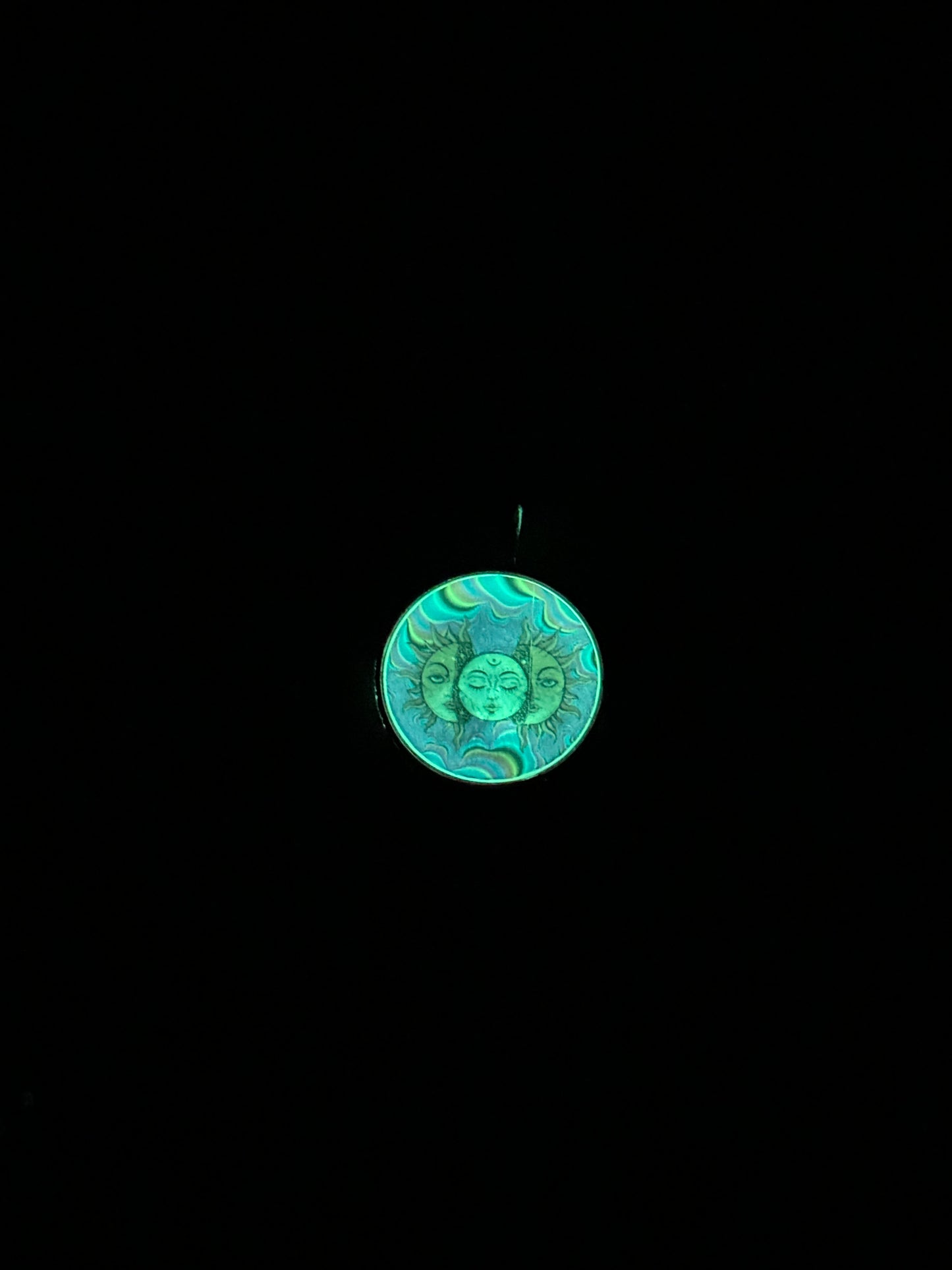 Glow in the dark sun moon resin necklace