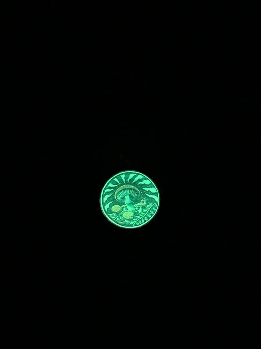 Glow in the dark magic mushroom resin necklace