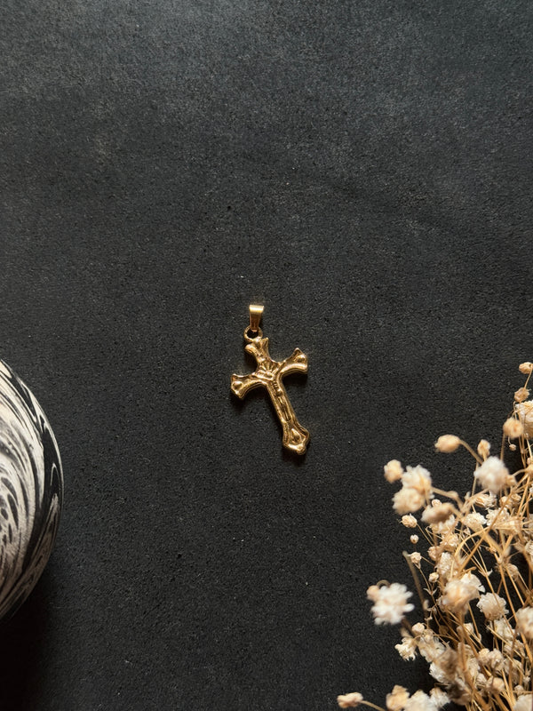 18k gold plated cross stainless steel medium size pendant