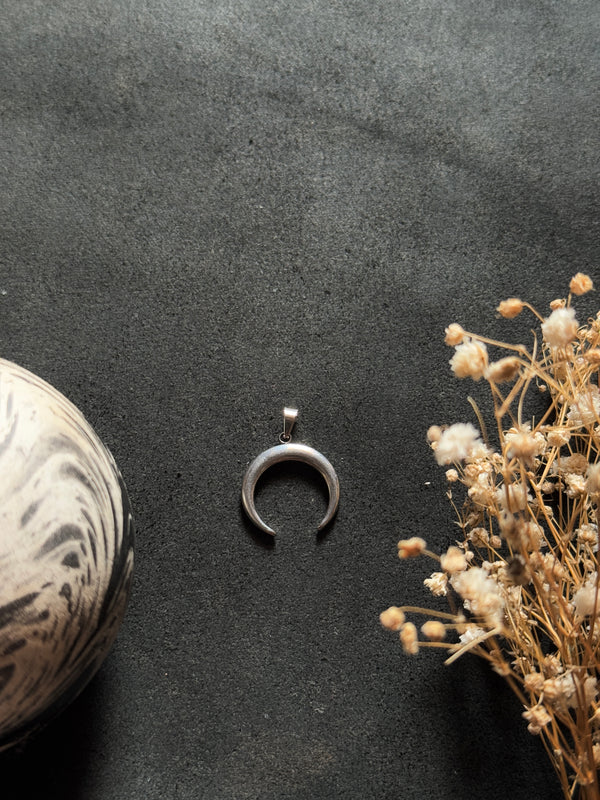 Moon stainless steel silver pendant