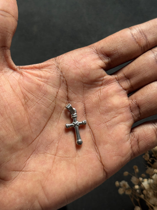 Small Cross stainless steel silver pendant with hook
