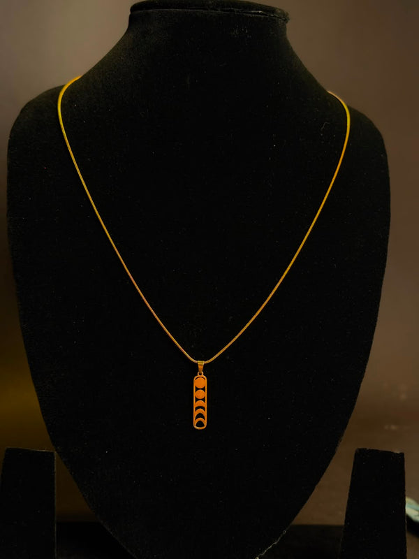 Lunar round stainless steel 18k gold plated chain