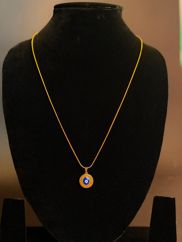 Evil eye round round stainless steel 18k gold plated chain